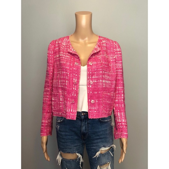 Prada Jackets & Blazers - PRADA Classic pink tweed crop blazer jacket